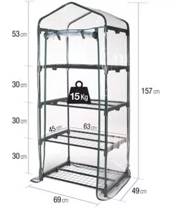 SERRA 4 RIPIANI IN ACCIAIO E TELO IN PVC - 69x49x157 CM - VERDELOOK